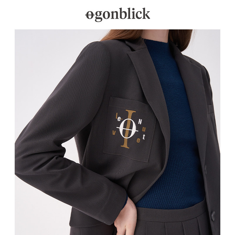 北欧时刻学院风刺绣西装外套女2026年春春新款减龄休闲中长款西服,淘宝优惠券,粉丝福利购,淘宝优惠卷