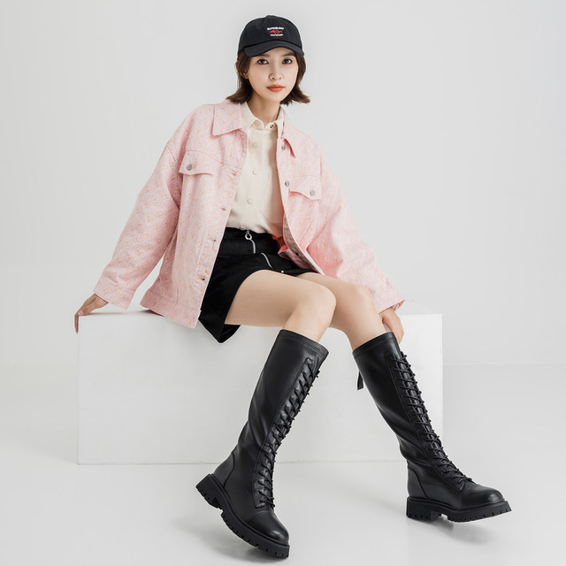 Winter women's shoes Aokang over-the-knee boots fashionable thin velvet