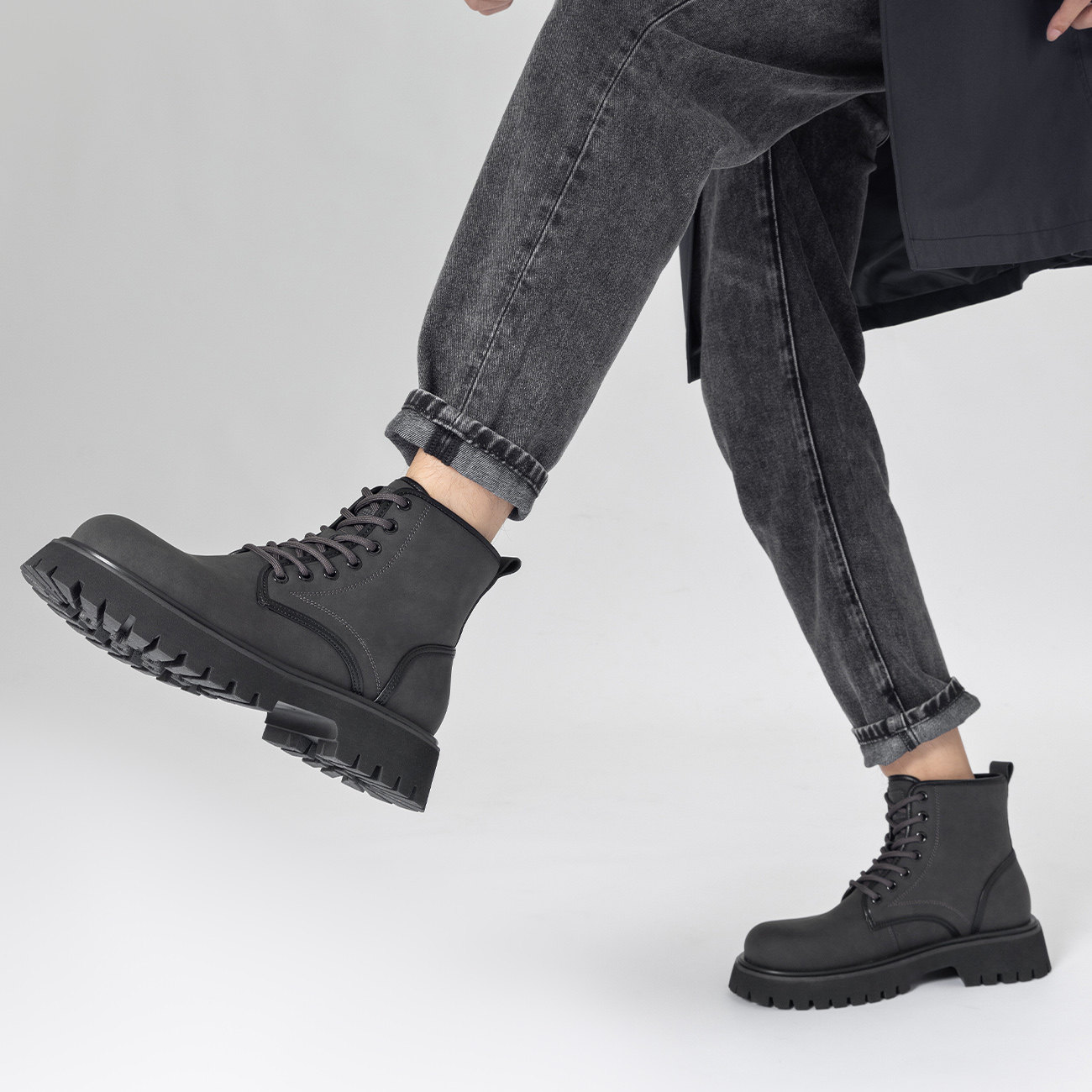 Aokang men's shoes autumn new high-top fashion Martin boots men's low-heeled business casual shoes outdoor work boots