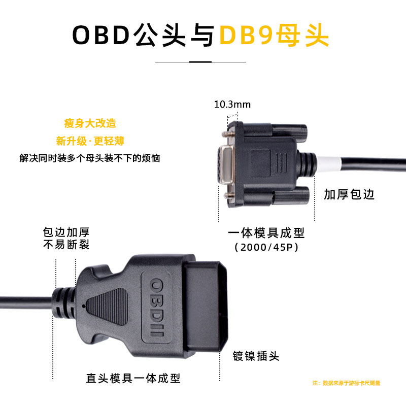 汽车OBD公头 转6个DB9 母头接口 Serial RS232诊断工具网关连接线 - 图1