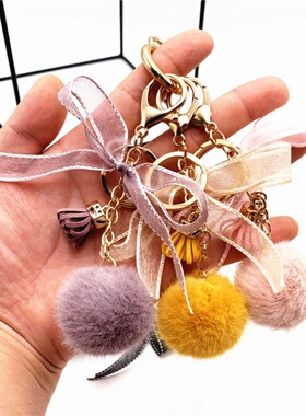 毛绒蝴蝶结钥匙扣挂件节日礼品