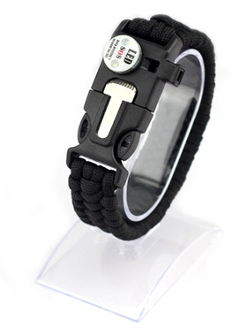 亚马逊欧美男士迷彩伞绳手链户外便携防水大号美棒打火石手环