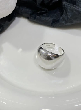 球面戒指女时尚s925银戒指开口可调节简约轻奢ins小众计高级感