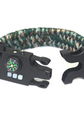 乐道户外用品AK17野营多功能求生手链 紫光灯高分贝口哨激光手环