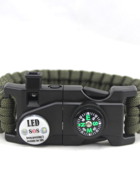 户外七芯伞绳编织手环户外求生应急腕带指南针打火石手链求生手绳