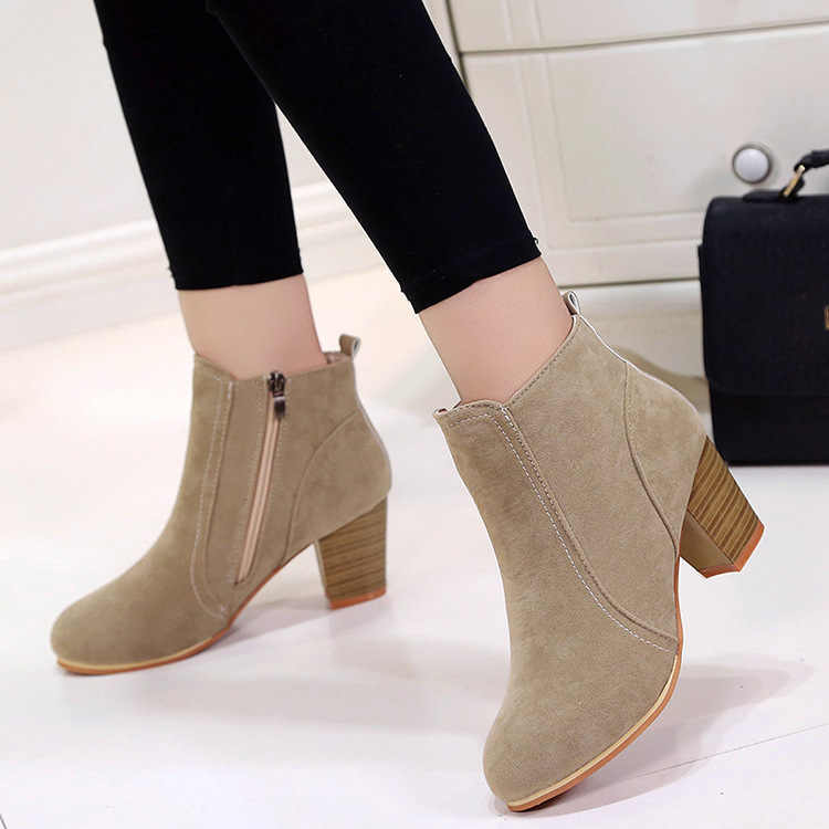 马丁靴高跟女短靴women ankle boots winter shoes martin boots - 图2