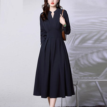 Long sleeve dress dress woman 2023 Spring fall new collection waist display slim senior sense casual temperament snowspun long dress