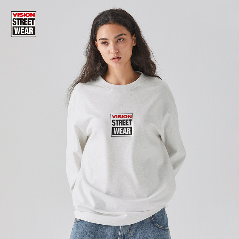 VISION官方 经典BOXLOGO美式街头3色圆领长袖T恤男女,淘宝优惠券,粉丝福利购,淘宝优惠卷