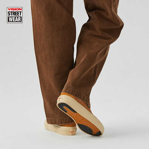 VISION官方  FLAT TOP杏仁棕低帮翻毛皮帆布鞋男女街头运动滑板鞋 - 图1