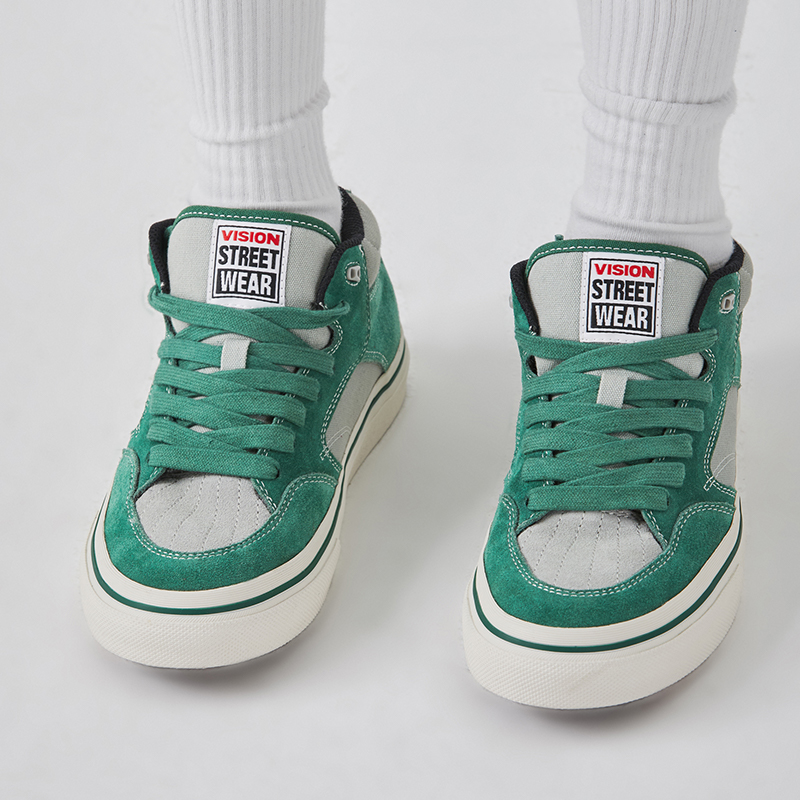 VISION官方 CONCAVE苔藓绿经典街头中帮复古翻毛皮滑板鞋男女 - 图0