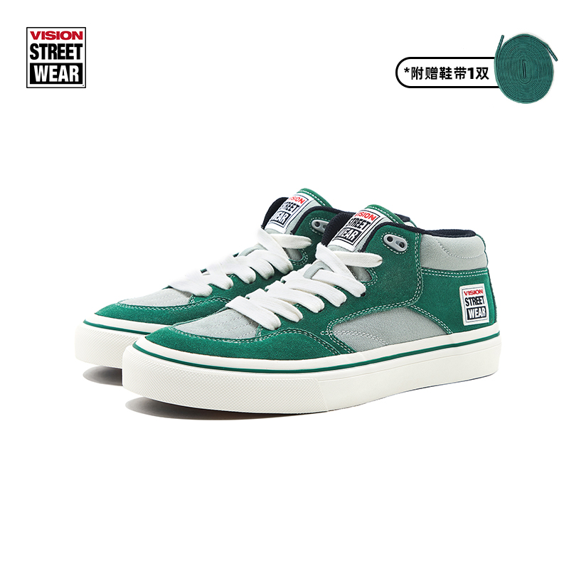 VISION官方 CONCAVE苔藓绿经典街头中帮复古翻毛皮滑板鞋男女 - 图3