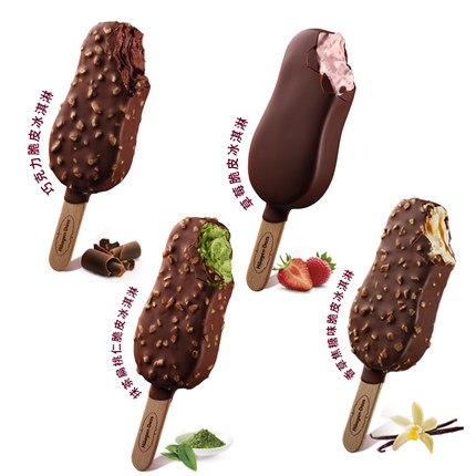 【冷链到家】哈根达斯冰淇淋脆皮条10支装经典巧克力草莓多种雪糕