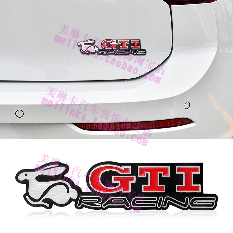 适用于大众TDI高尔夫GTI车标GLI中网标GTD尾标侧标改装兔子车贴