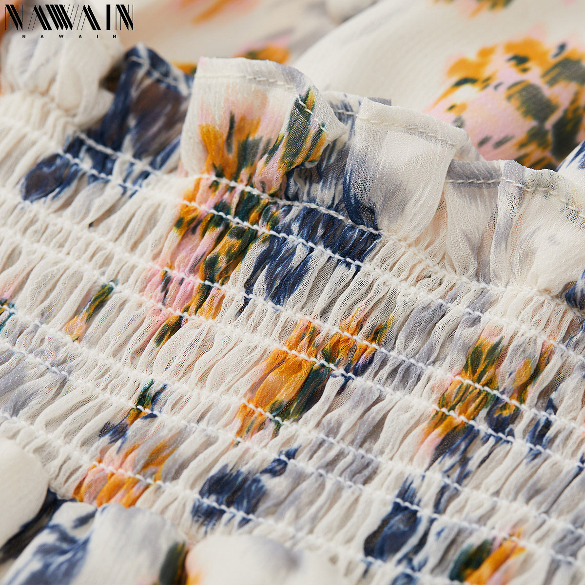 纳纹法式复古雪纺碎花夏款2020长裙 纳纹服饰连衣裙