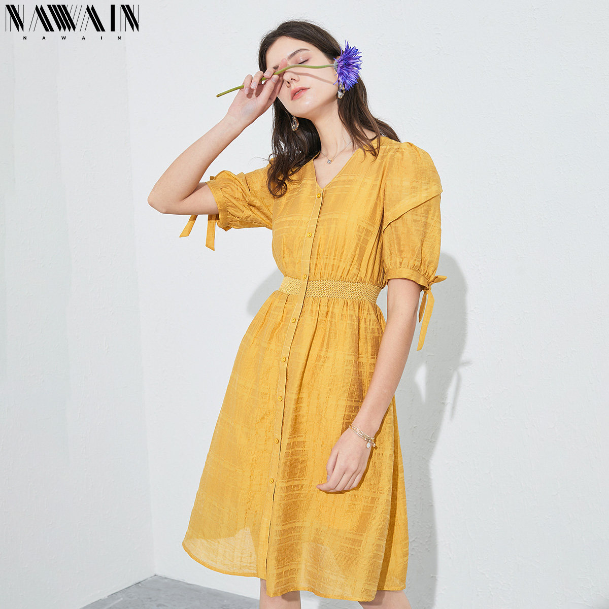 纳纹夏款天丝气质2020新品连衣裙 纳纹服饰连衣裙