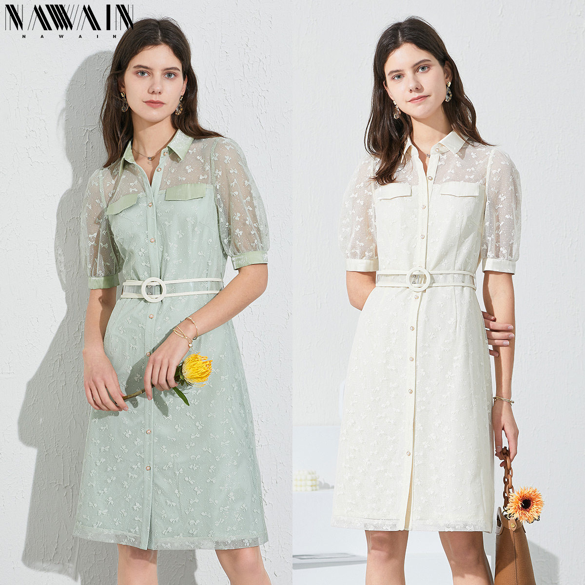 纳纹中长款网纱2020夏新品连衣裙 纳纹服饰连衣裙