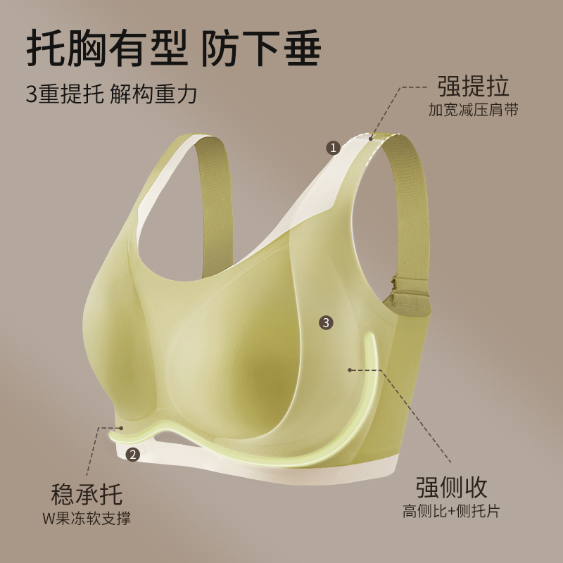 安娜蜜语大胸显小薄款无痕大码聚拢内衣女无钢圈防下垂收副乳胸罩