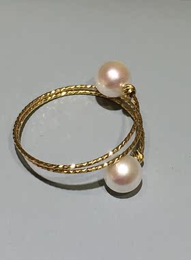 18K金弹力多圈珍珠戒指