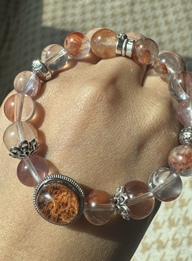 原创红幽灵魔盒+大花瓣透体胶花美容养颜滋养身体10+mm锦鲤手串