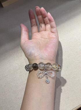 原创晶中晶方解石幽灵魔盒+符文小树胶花13.8mm茶发晶胶花【H83】