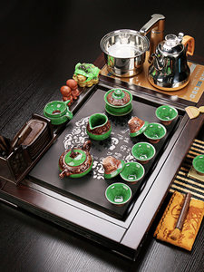 卡冉柏黑檀实木乌金石茶盘陶瓷功夫陶瓷茶具套装全自动 紫砂茶杯
