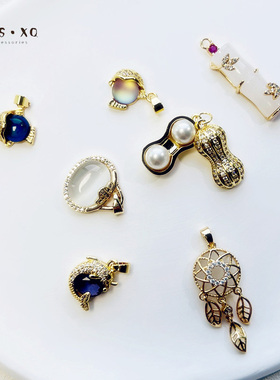 镀金保色镶钻吊坠diy饰品配件