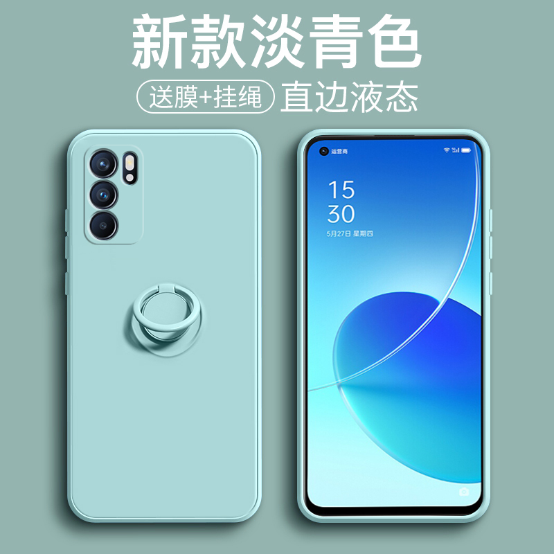 opporeno6手机液态硅胶reno6pro磁吸指环支架6pro+保护套5g全包镜头rone6防摔直边男女款por简约超薄0pp0软壳 - 图0