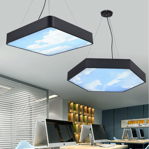 简约led吊灯蓝天白云造型灯办公室工作室商场健身房网咖长条灯具 - 图0