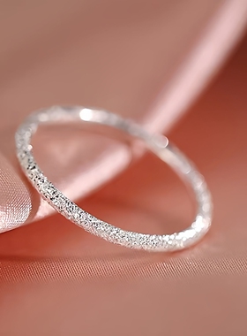 999纯银几何古法素圈女士对戒