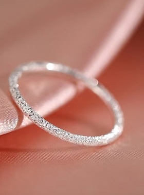 999纯银几何古法素圈女士对戒