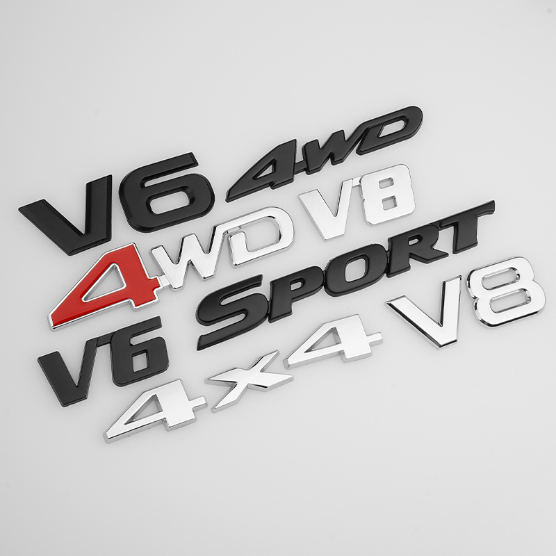 V6v8大排量标贴汽车改造4WD装饰贴纸3d立体越野车4x4四轮驱动尾标 - 图0