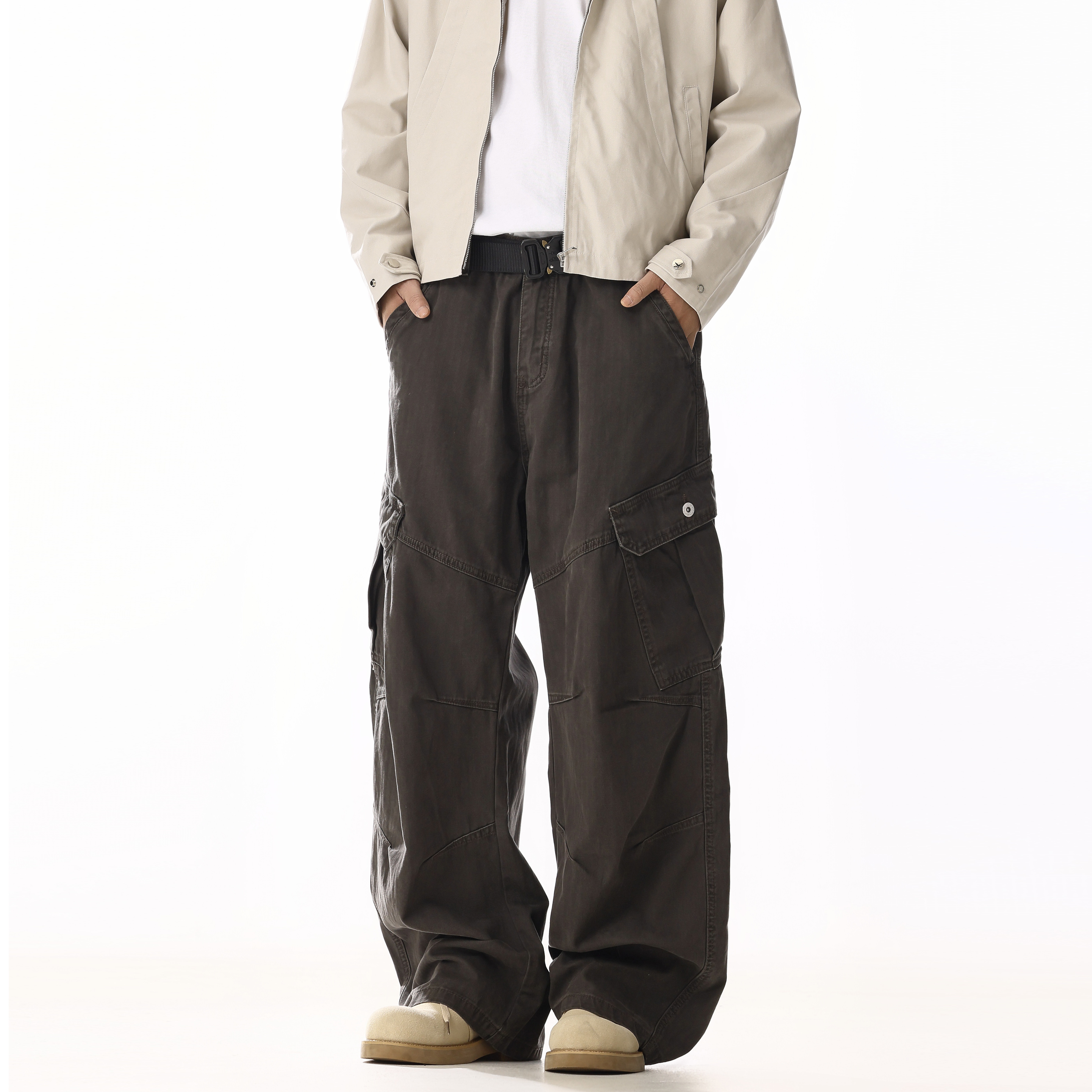 美式复古水洗做旧解构工装裤男女廓形褶皱设计感宽松直筒阔腿裤子,淘宝优惠券,粉丝福利购,淘宝优惠卷