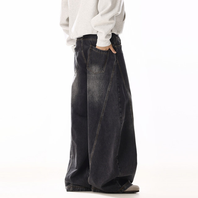 American Retro Whisker Design Black Scimitar Jeans