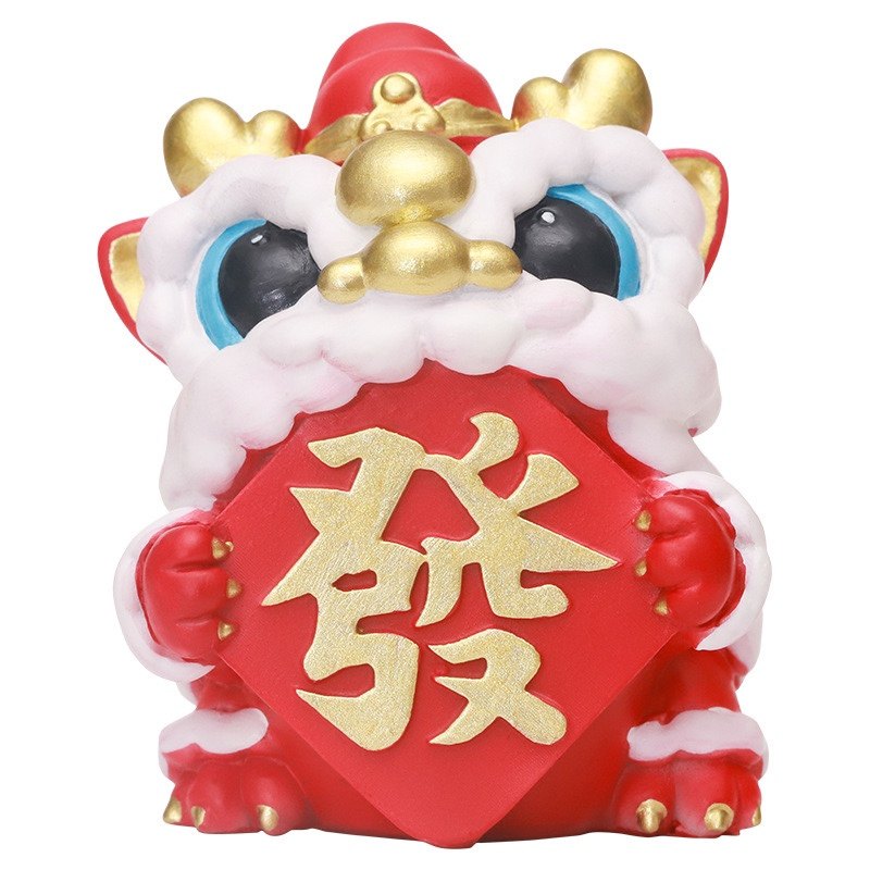 创意卡通喜庆树脂小狮子国潮舞龙摆件醒狮工艺品桌面中控台小摆件,淘宝优惠券,粉丝福利购,淘宝优惠卷