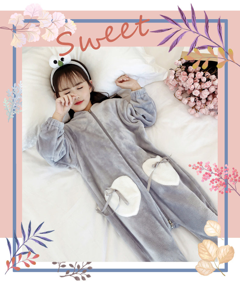 儿童秋冬女童法兰绒睡袋珊瑚绒睡衣 奥颜美睡裙