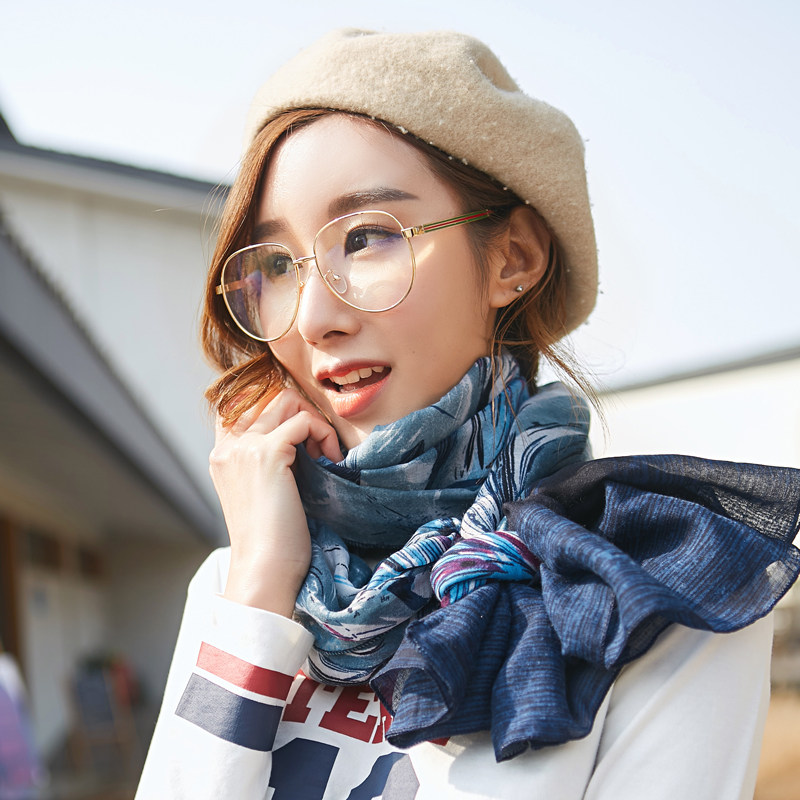 棉麻女士韩版文艺长款两用纱巾 奥颜美围巾/丝巾/披肩