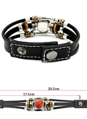 足球蓝球橄榄球按扣手链女百搭欧