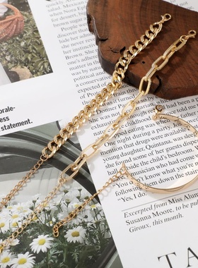 diy5283跨境个性嘻哈风扁骨链多