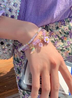 儿童水晶手链女简约朵学生一对系