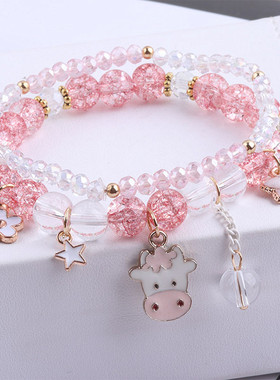 diy小孩手链10岁两层女水晶手链