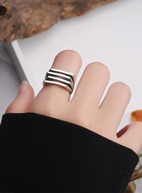 diyS925错落多层开口戒指IS约冷