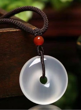 巴西玛瑙玉髓白色平安扣情侣款时