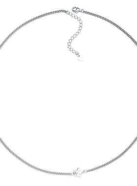 diy笑脸锁骨链装饰五项链吊坠复古潮牌百搭银个角星链子性925纯银