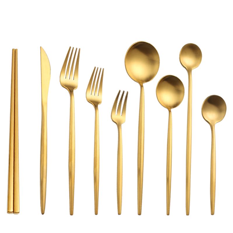 Gold Cutlery Set Stainless Steel Golden Knives Forks Spoons-图3