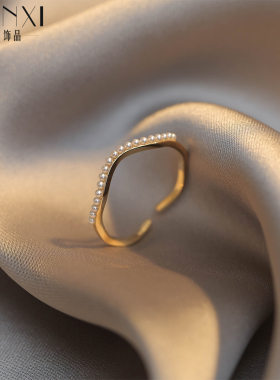 珍珠素圈戒指2024年网红爆款设计小众开口食指戒女轻奢高级感指环