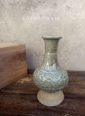 粗陶冰裂仿古高丽瓷器花瓶装饰品