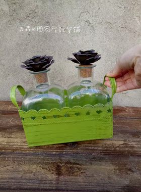 带盖法国透明地中海风花篮装饰品