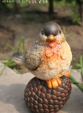 陶土铁彩绘松果别墅园艺装饰摆件