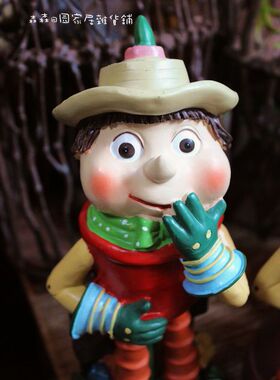 工艺美国乡村风树脂古董彩绘摆件