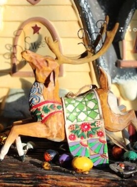 复古做旧北欧风格麋鹿小动物摆件